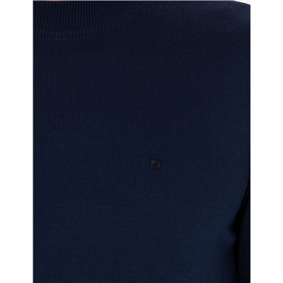 Açık Lacivert Slim Fit Çeyrek Yaka Basic Triko Kazak