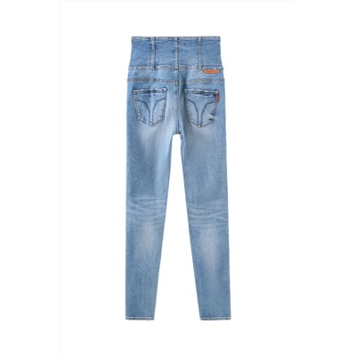 Vaquero slim de tiro alto Azul claro