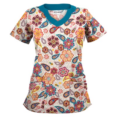 UA Flower Child Sand Print Scrub Top