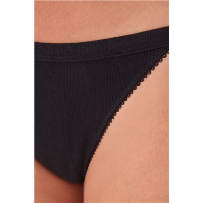 Tanga algodón desagujado negro