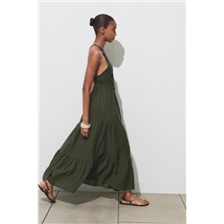 BEADED STRAP HALTER DRESS