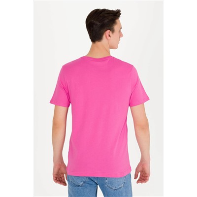 Erkek Pembe Basic Bisiklet Yaka Tişört