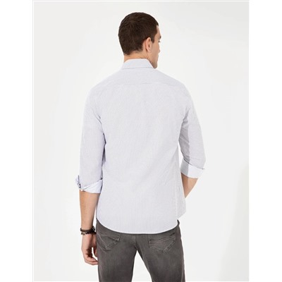 Lacivert Slim Fit Uzun Kollu Gömlek