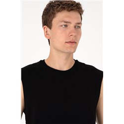 Erkek Regular Fit Bisiklet Yaka Siyah Tişört