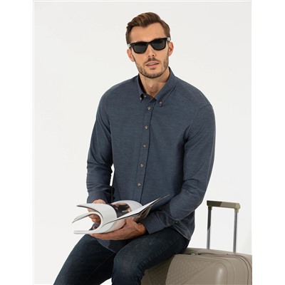 Lacivert Regular Fit Uzun Kollu Gömlek