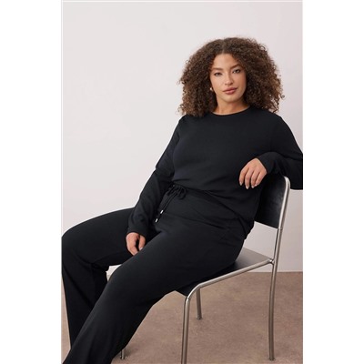 Siyah Melanj Fitted/Vücuda Oturan Fitilli Esnek Örme Alt-Üst Takım TBBAW26CP00010