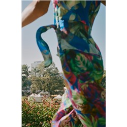 SATIN TROPICAL PRINT TOP