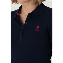 Kadın Lacivert Basic Polo Yaka Sweatshirt