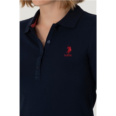 Kadın Lacivert Basic Polo Yaka Sweatshirt