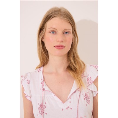 Camisón corto "maternity" blanco estampado floral