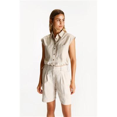 Cotton-linen Bermuda shorts