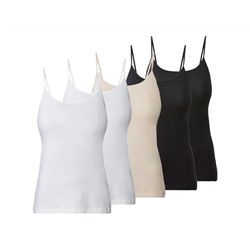 esmara® Damen Spaghettitops, 5 Stück, mit hohem Baumwollanteil
