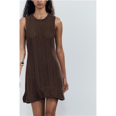 CROCHET KNIT MINI DRESS
