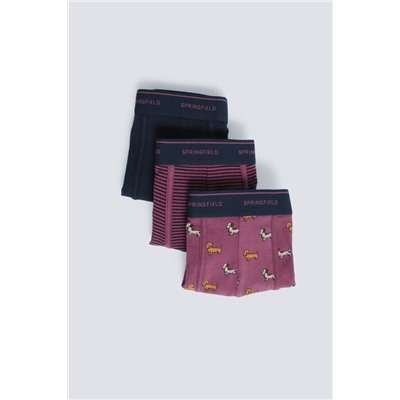 Pack 3 boxers perros y rayas