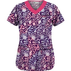 UA Fall Vineyard Eggplant Print Scrub Top