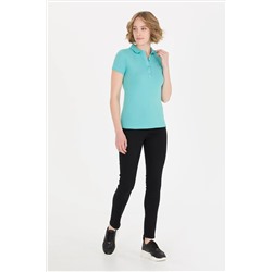 Kadın Mint Basic Polo Yaka Tişört