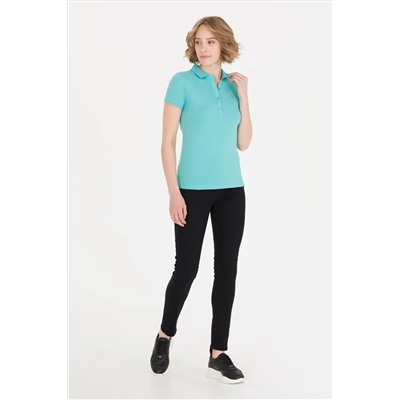 Kadın Mint Basic Polo Yaka Tişört