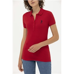 Kadın Kırmızı Basic Polo Yaka Tişört