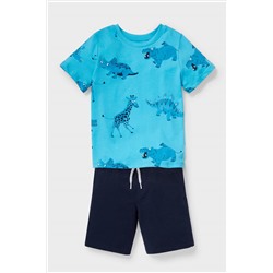 Dino - Set - Kurzarmshirt und Sweatshorts - Bio-Baumwolle
