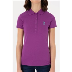 Kadın Mor Basic Polo Yaka Tişört