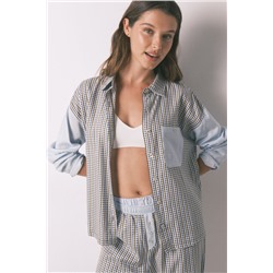 Pijama largo camisero cuadros y topos