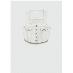Chaleco vaquero crop bolsillos