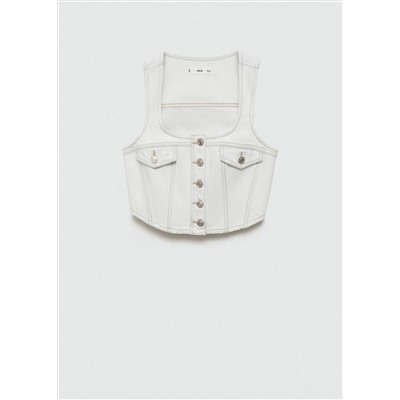Chaleco vaquero crop bolsillos