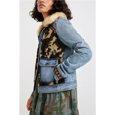 Chaqueta vaquera slim efecto pelo