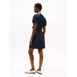 Puff-Sleeve Belted Dress