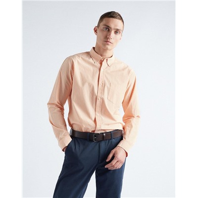 Popeline Striped Shirt, Men, Light Orange