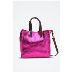 Bolso y neceser de piel Coti Fucsia