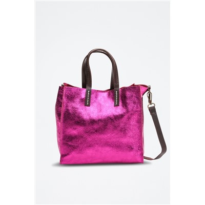 Bolso y neceser de piel Coti Fucsia