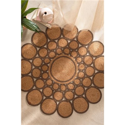 Alsace Yuvarlak Eklemeli Kilim - Naturel/Siyah - 120 cm