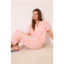 Pijama camisero Capri viscosa rosa soles