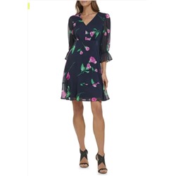 DKNY Floral Fit & Flare Minidress