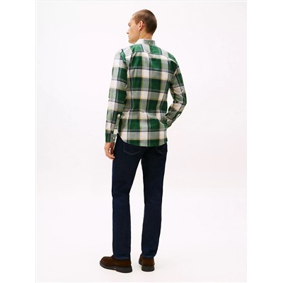 Slim Fit Check Stretch Herringbone Shirt