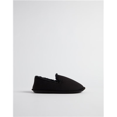 Fake Fur Slippers, Men, Black