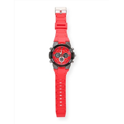 MEN'S RED AND BLACK RUBBER STRAP ANA DIGI WATCH