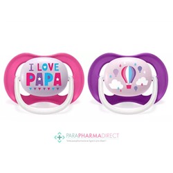 Avent Sucettes Ultra Air Happy 6-18 mois "Love" & Montgolfière x2