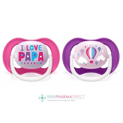 Avent Sucettes Ultra Air Happy 6-18 mois "Love" & Montgolfière x2