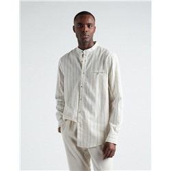 Linen Blend Shirt, Men, Beige
