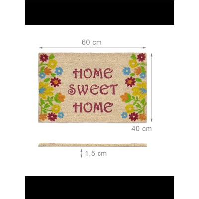 Relaxdays  Fußmatte Sweet Home in Braun - (B)60 x (T)40 cm