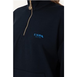 Kadın Lacivert Dik Yaka Fermuarlı Sweatshirt