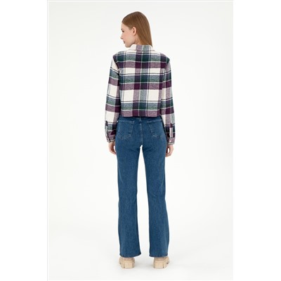 Kadın Mavi Slim Flare Fit Jean Pantolon