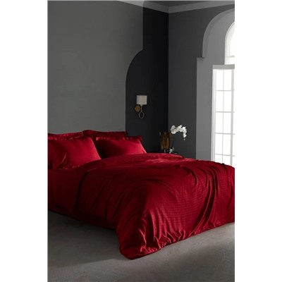 Lune King Size Bambu Saten Nevresim Takımı - Kırmızı