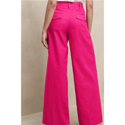 LINEN-BLEND WIDE-LEG PLEATED TROUSER