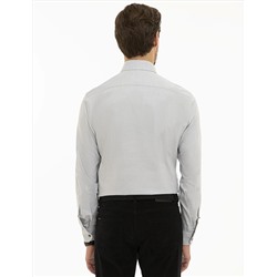 Gri Slim Fit Uzun Kollu Gömlek