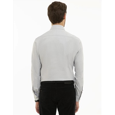 Gri Slim Fit Uzun Kollu Gömlek