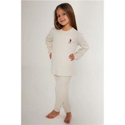 Kız Çocuk Krem Pijama Takımı