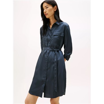 Long-Sleeve Belted Utility Shirtdress